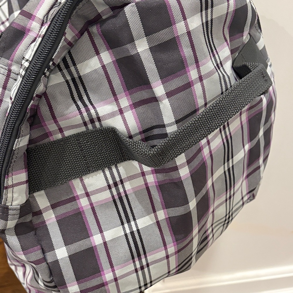 Dakine Gray & Purple Plaid Travel Duffel Bag - Picture 3 of 5